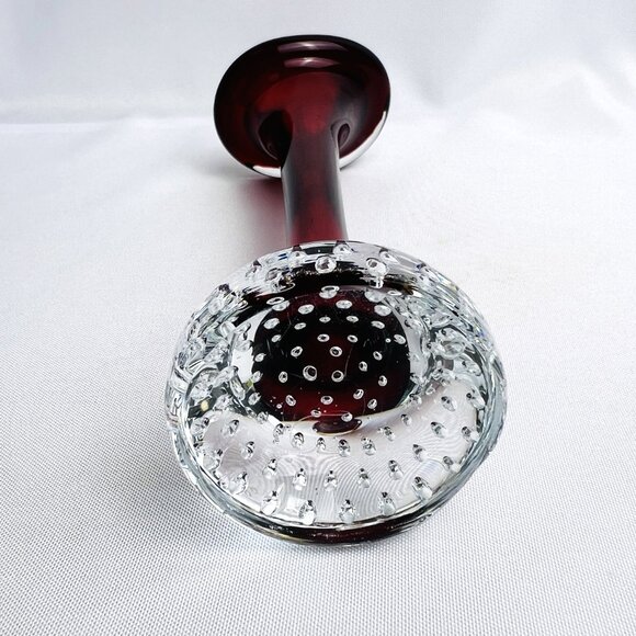 Aseda Jack in the Pulpit Vintage Vase Red Bullicante Clear Base Glow Sweden 8” - Picture 6 of 9